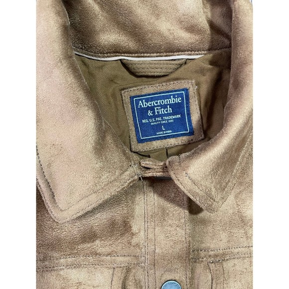 Abercrombie and Fitch brown suede trucker jacket size LARGE - Picture 2 of 2